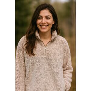 𝅺Thread & Supply Fleece, Teddy Sherpa 1/4 Zip Pullover Jacket Small